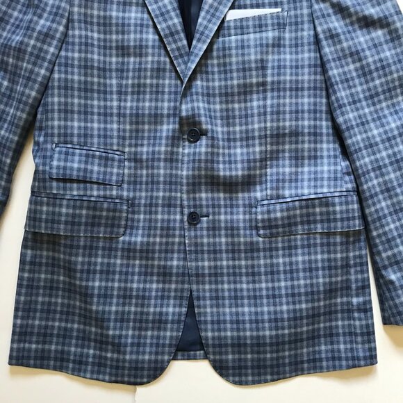 NWOT IKE Behar Gingham Sport Coat Jacket Mens 38 R Blue Buffalo Check Wool NEW - Picture 5 of 14